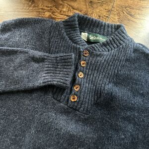 VTG Gander Mountain Men’s XXL Wool Blend Henley Sweater Blue Made In USA